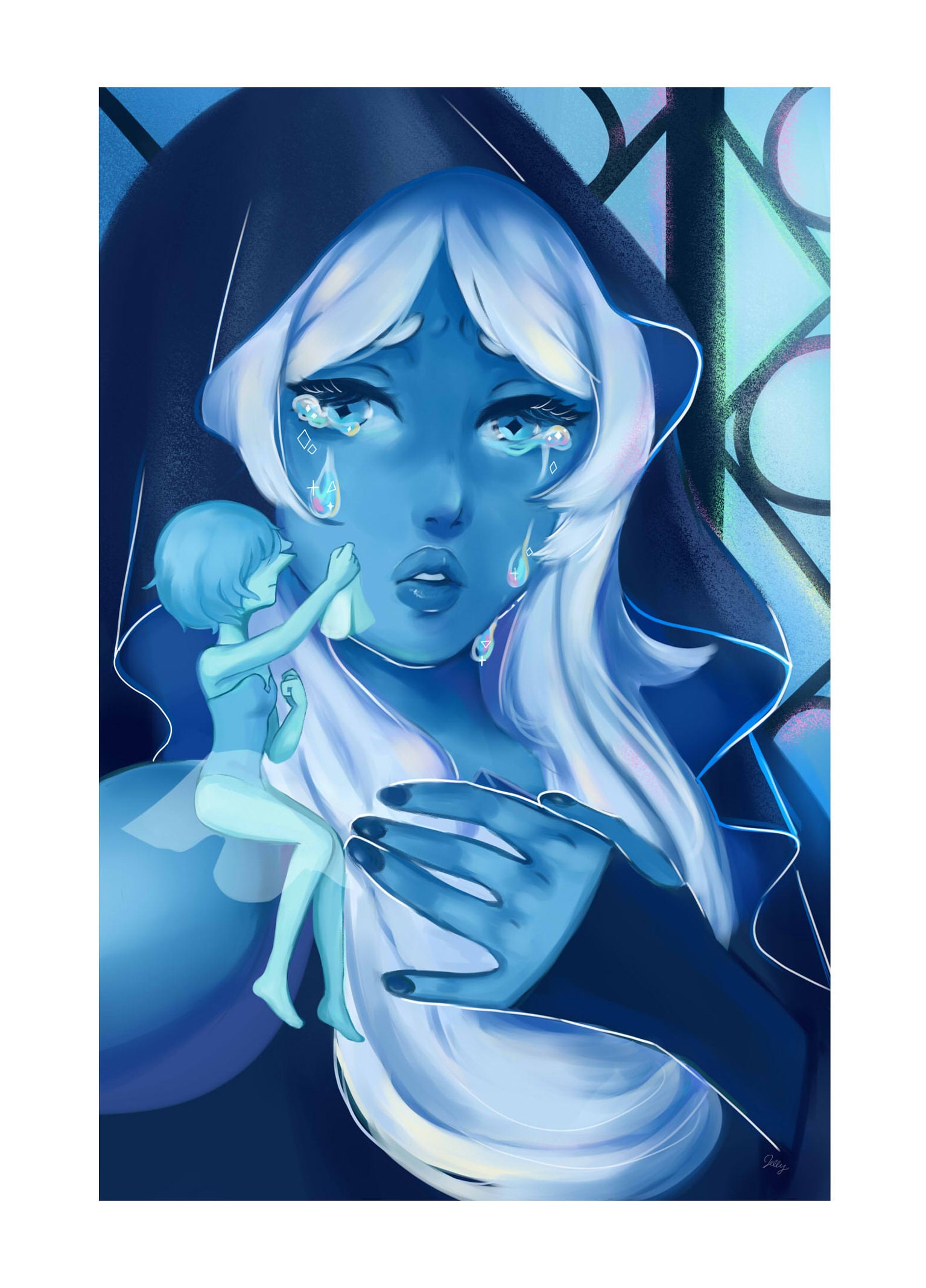 Blue Diamond and Blue Pearl Steven Universe Postcard Etsy Norway
