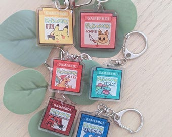 Cartouches de jeu rétro Poke Charms acryliques