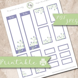 Lila Blumen Box Set, to do, happy planner, Erin Condren, druckbare Sticker, Life Planner, jpeg, pdf, digital, Instant