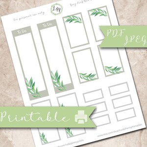 Graues Blatt Box Set, To do Liste, druckbare Planner Aufkleber, digital, Happy Planner, Erin Condren, Lebensplaner, jpeg, pdf
