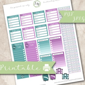 Reise Tracker Sammlung, Erin Condren, Happy Planner, Planer, Sofort Download, Countdown, Flug Tracker, Packliste, Hotel