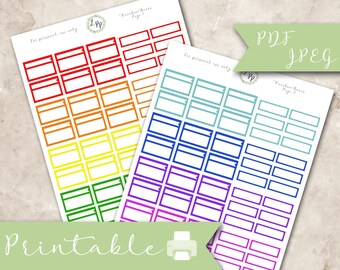 Rainbow Box collection, erin condren, life planner, half boxes, quarter boxes, printable planner stickers, instant download, jpeg, pdf