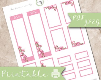 Pink floral box set, to do list, happy planner, Erin Condren, life planner, printable planner stickers, digital, jpeg, pdf, pink, floral