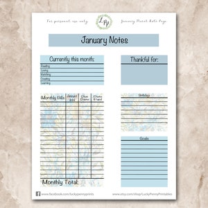 June In January Notes.pdf Floral January Notes Page Printable Planner Kit, Erin Condren, Monthly ...