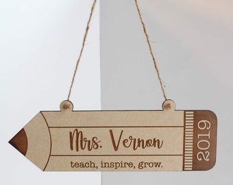 Personalized Wooden Pencil Teacher Classroom Sign