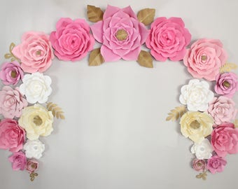 large paper flower backdrop backdrop paper flower etsy paper flower background