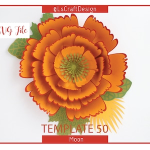 Fiore di carta SVG, Fiore per parete, Modelli di fiori di carta giganti, Fiore di carta, Cricut/Silhouette pronto, Base inclusa