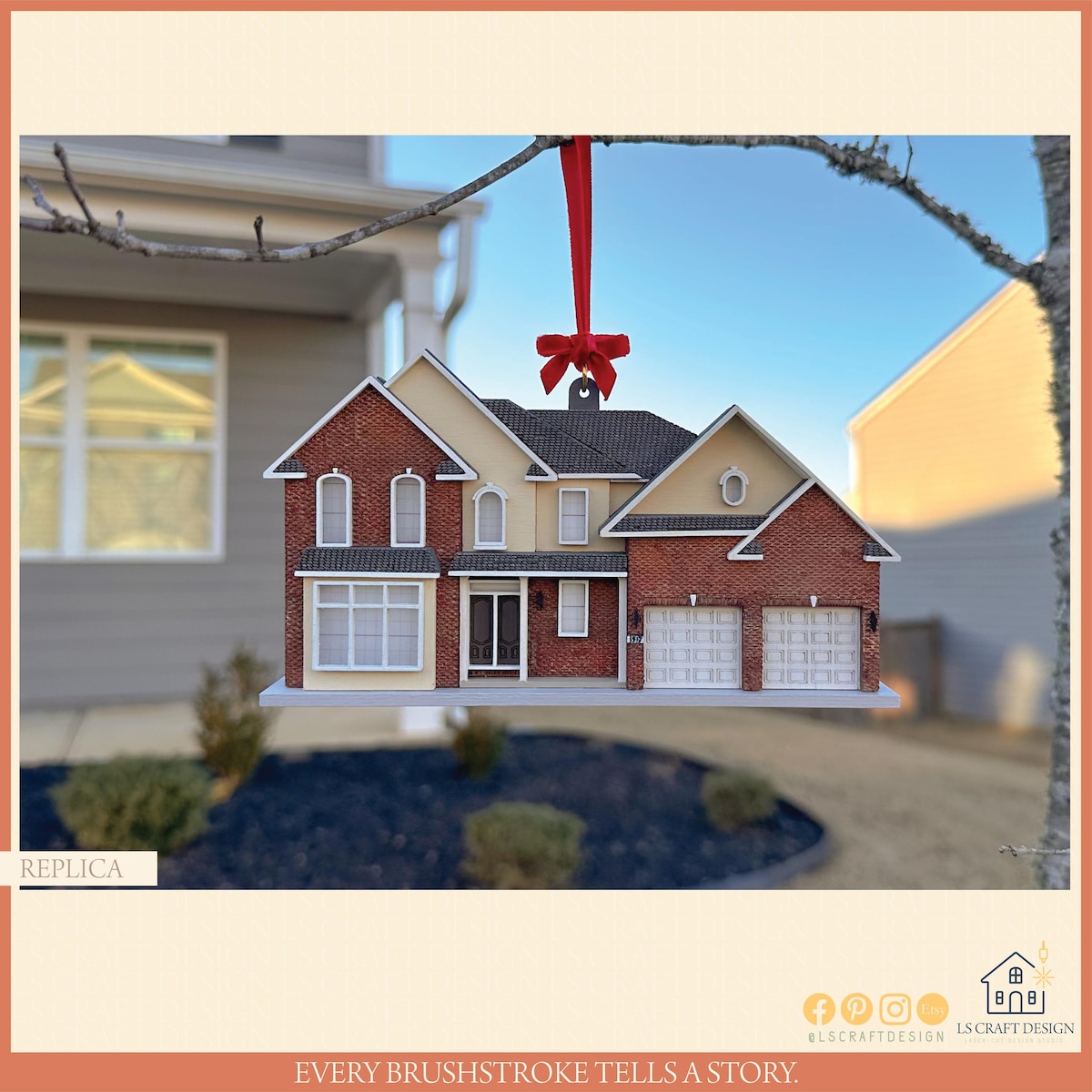 Custom Wooden House Replica, Personalized Housewarming Gift