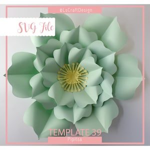 SVG Paper Flower Template, Giant Paper Flower Templates, Paper flower DIY, Cricut and Silhouette Ready, Base Including