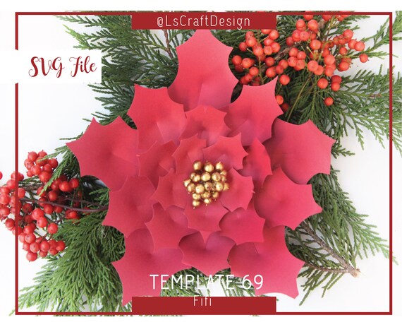 christmas flower svg paper flower paper poinsettia flower christmas decor base including cricut and silhouette ready paper flower christmas ornaments