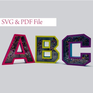 3D Alphabet Shaker Letters A-Z, 3D Alphabet Shaker Molds, 3D Shaker Alphabet Templates, SVG - PDF Template, 3D Font, File for Laser machine