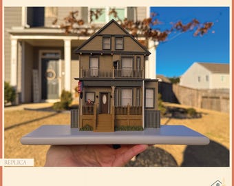 Gepersonaliseerde houten huisreplica, miniatuurhuisportret, cadeau aangepast huis