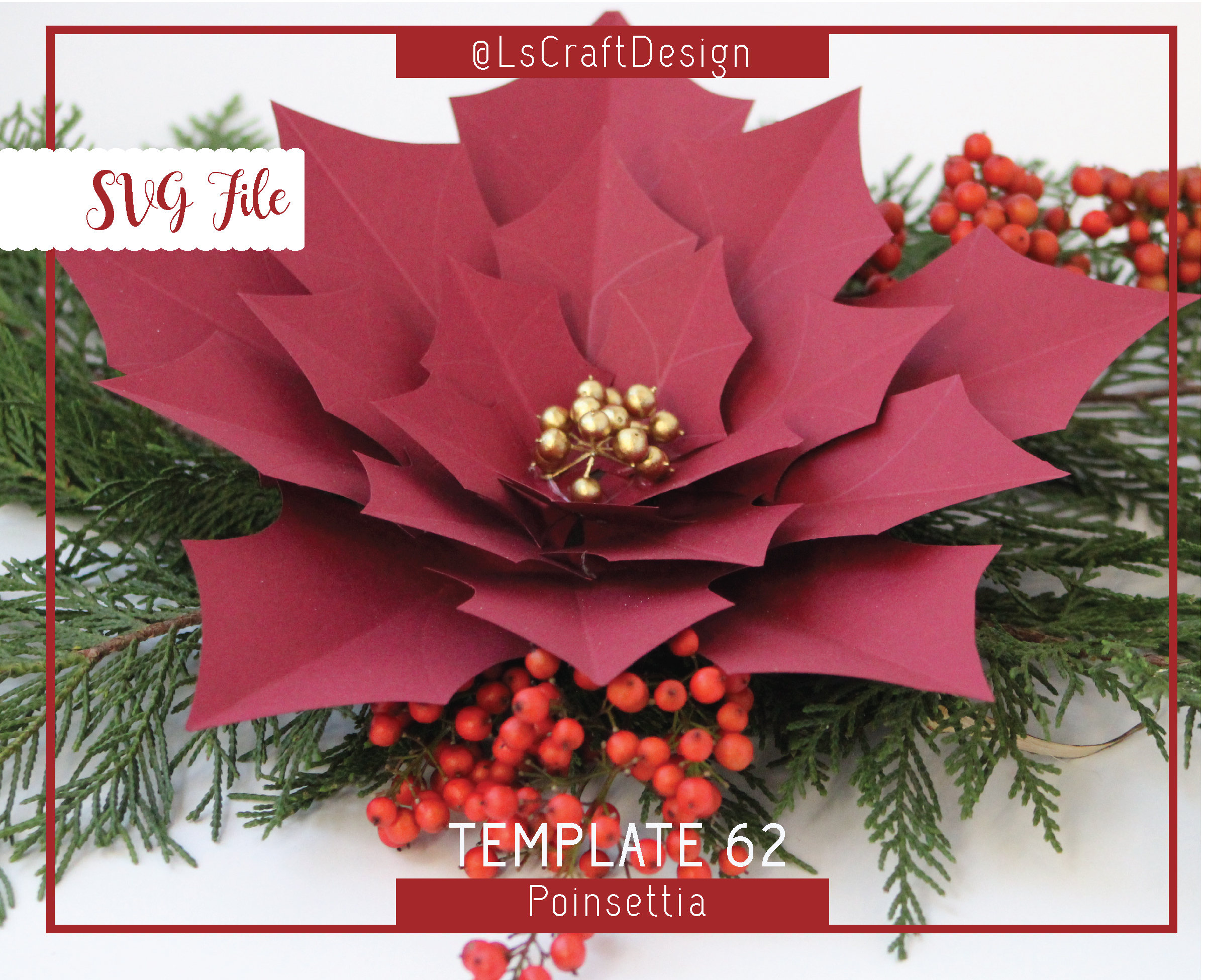 SVG Paper Flower Christmas Decor Paper Poinsettia Flower Etsy