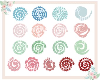 Rolled Paper Flowers SVG Cut Files, DIY Craft Bundle (Digital Download)