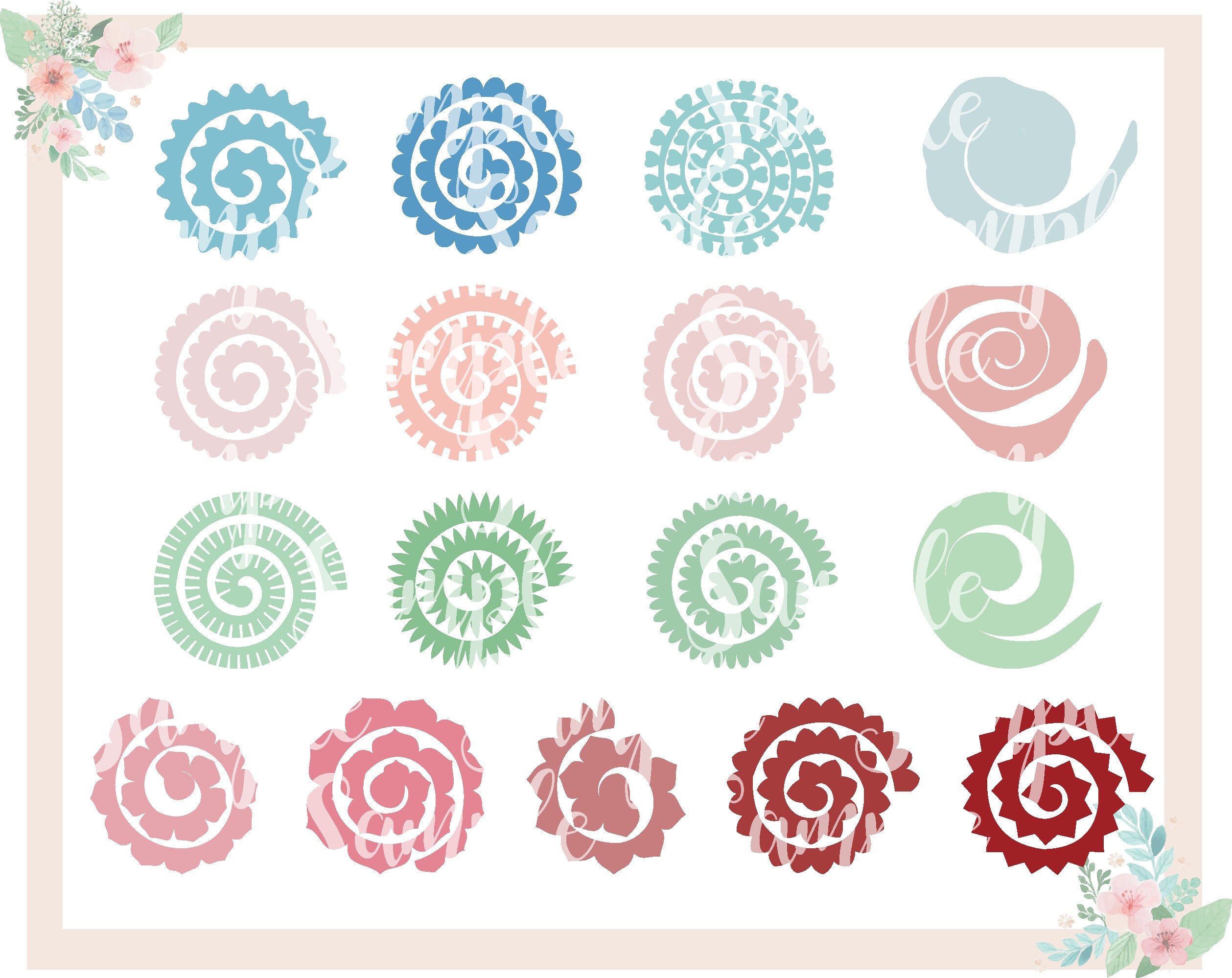Download 17 Rolled Paper Flowers SVG Cut Files Paper Flowers bundle ...