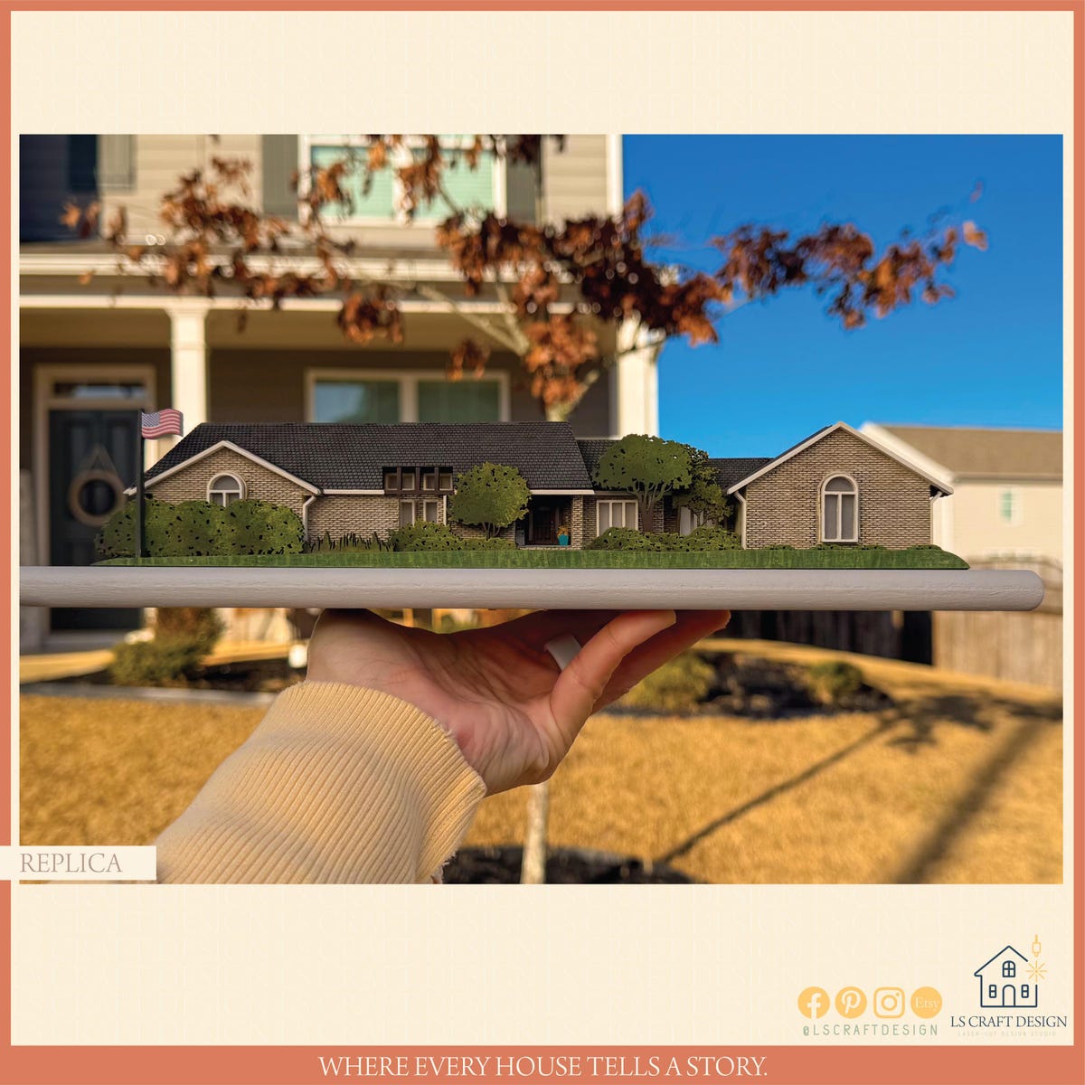 Custom Wood House Miniature, Personalized Home Portrait, Real Estate Gift