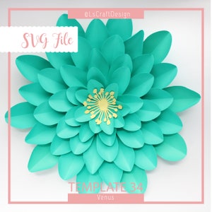 Modello di fiore di carta SVG, modelli di fiori di carta giganti, fiori di carta fai da te, Cricut e Silhouette Ready, base inclusa