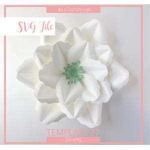 Modello di fiore di carta SVG, modelli di fiori di carta giganti, fiori di carta fai da te, Cricut e Silhouette Ready, base inclusa
