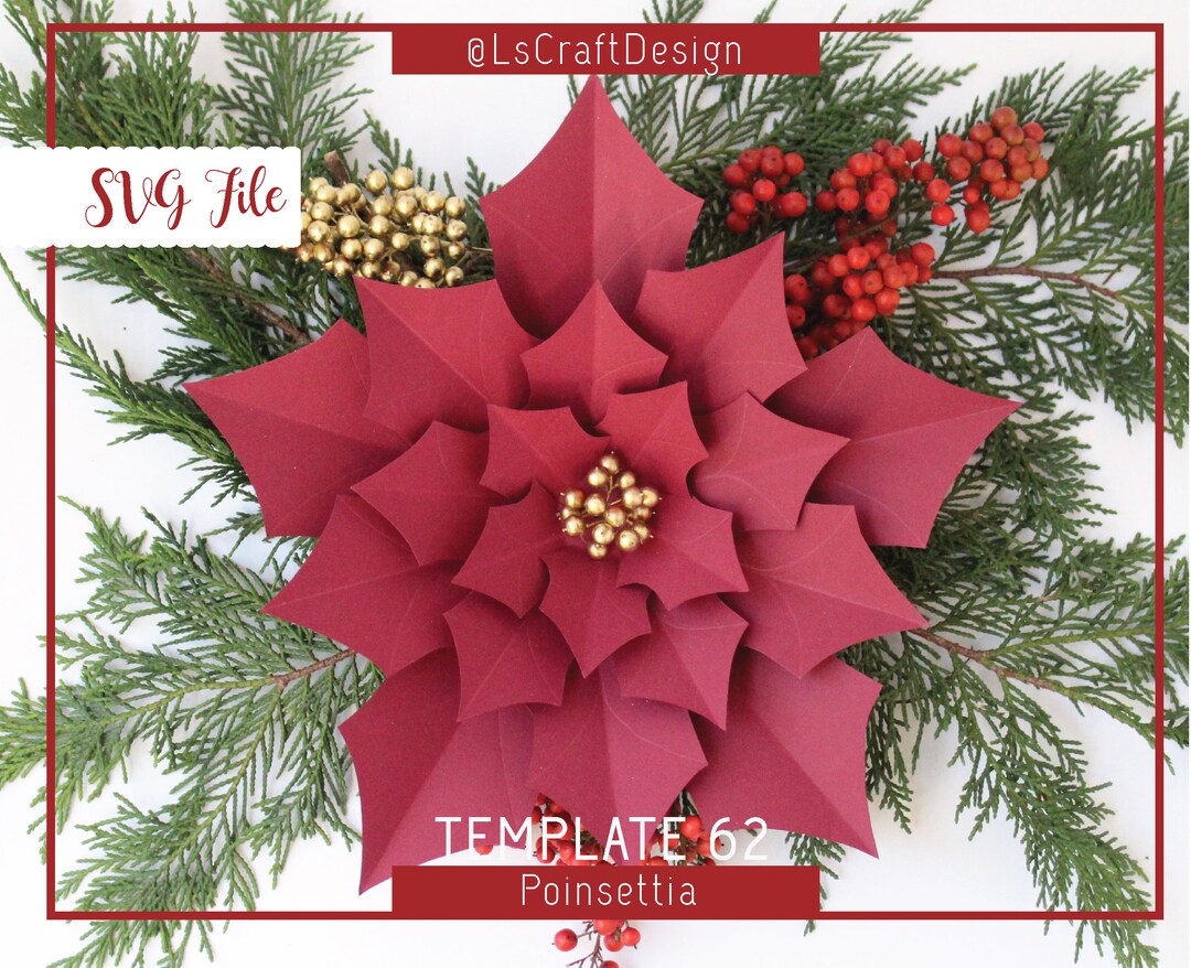 SVG Paper Flower Christmas Decor Paper Poinsettia Flower Etsy