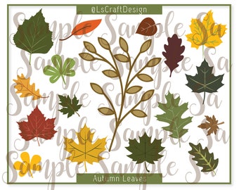 SVG Set of 17 Leaves of two layers, Paper Flower Leaves, Paper Autumn/Fall Leave, Leaves Template, Cricut/Silhouette Ready