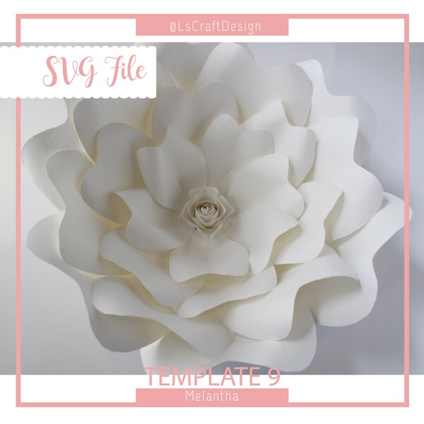 SVG Paper Flower Template, Giant Paper Flower Templates, Paper flower DIY, Cricut and Silhouette Ready, Base Including