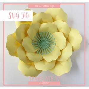 SVG Paper Flower Template, Giant Paper Flower Templates, Paper flower DIY, Cricut and Silhouette Ready, Base Including