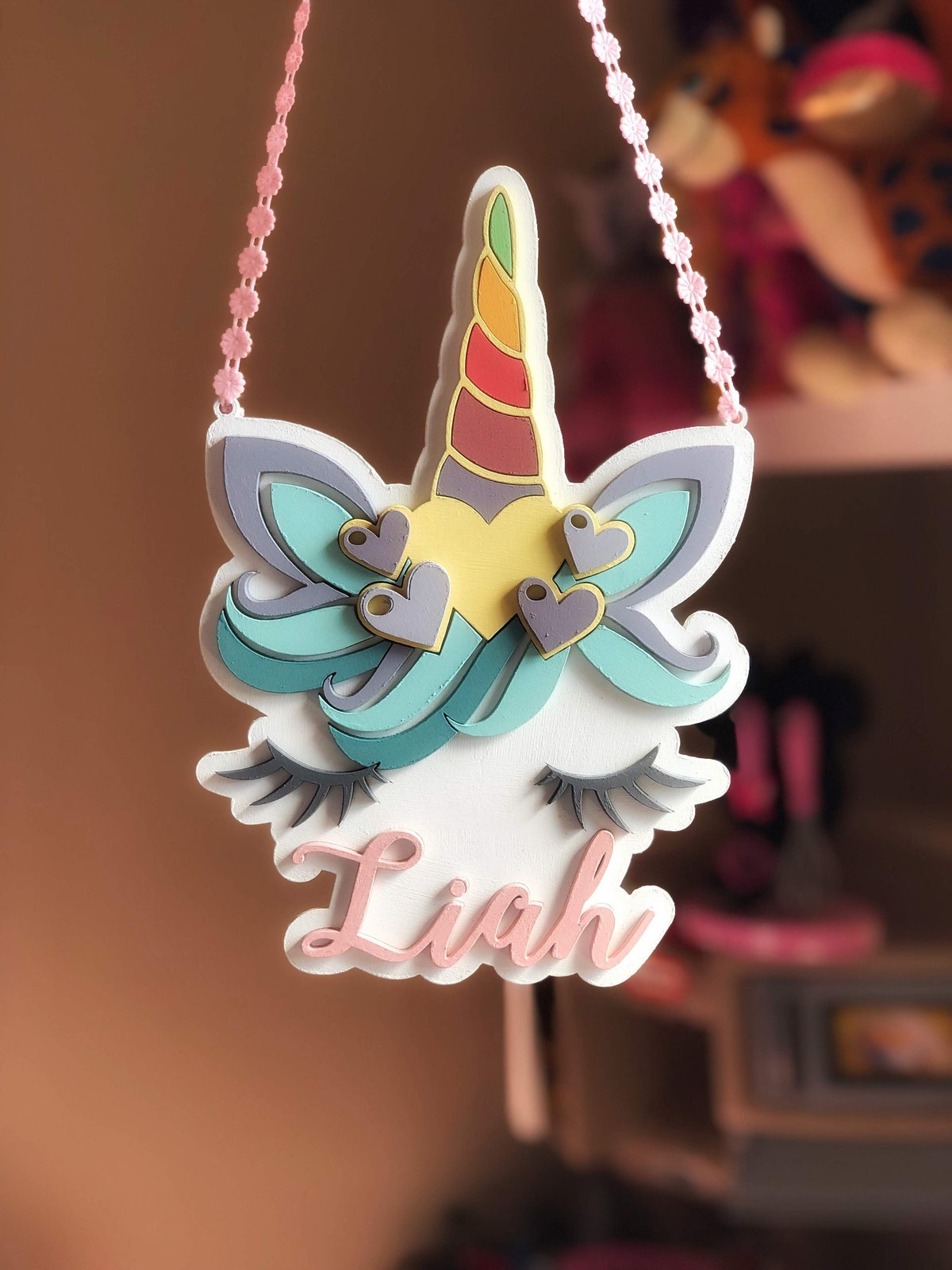 Custom Unicorn Name Sign, Laser Cut Wood, Nursery Decor