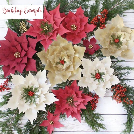 Christmas Flower SVG Paper Flower Christmas Decor Paper Etsy
