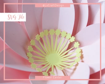 Paper Flower Center SVG Template, DIY Silhouette & Cricut (Digital Download)