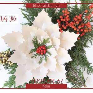 Fiore di carta Poinsettia, fiore di carta SVG, decorazioni natalizie, fiore di Natale, base inclusa, Cricut e Silhouette Ready