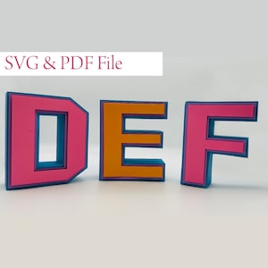 3D Alphabet Buchstaben A-Z, 3D Alphabet Formen, 3D Alphabet Vorlagen, SVG Vorlage für Lasermaschine, PDF Template Druck, Muster für Cricut