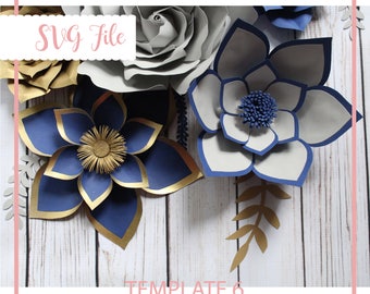 Giant Paper Flower SVG Template, Chloe #5, Cricut Silhouette Ready