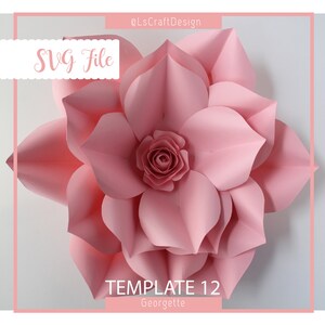 Modello di fiore di carta SVG, modelli di fiori di carta giganti, fiori di carta fai da te, Cricut e Silhouette Ready, base inclusa