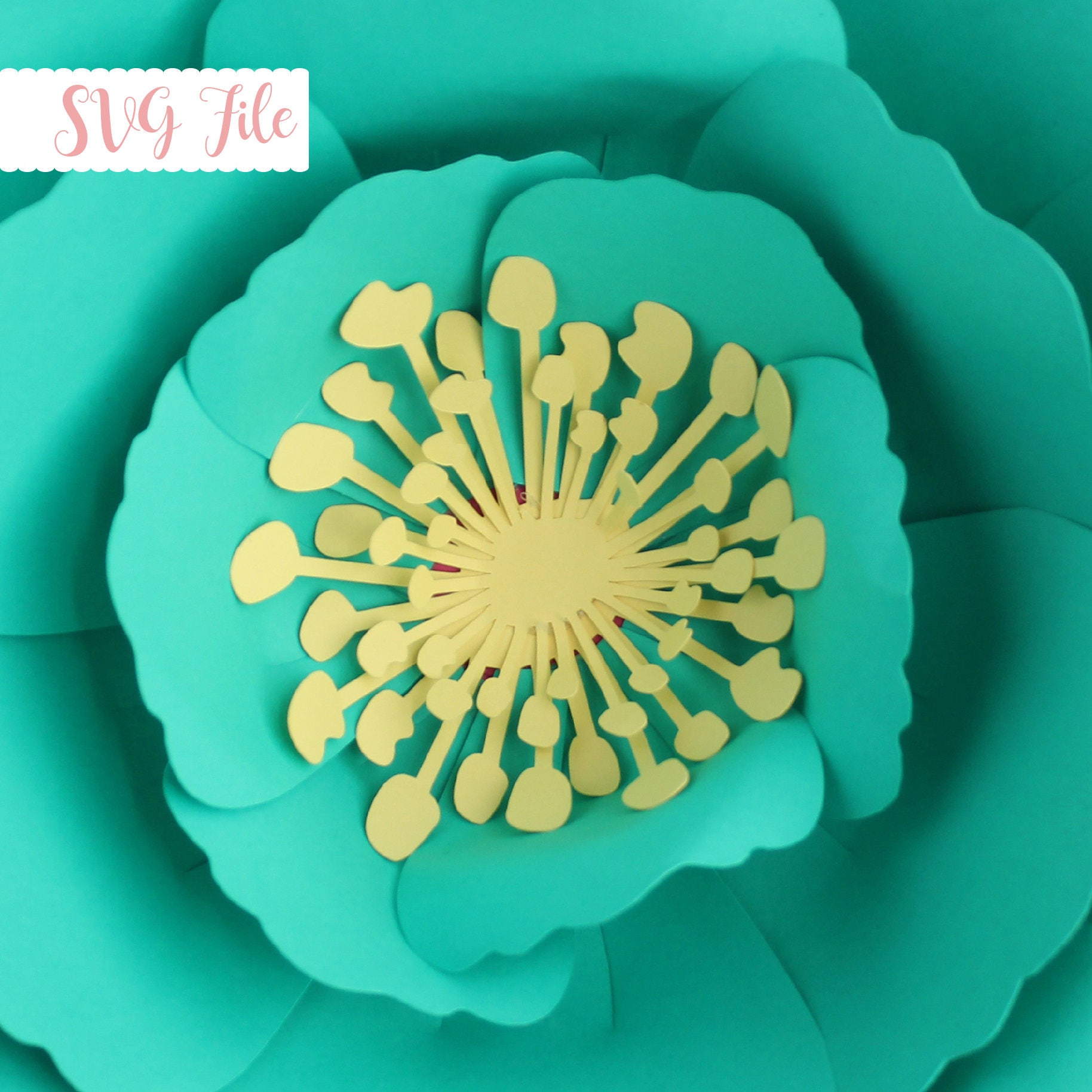 svg flower center template paper flower template diy