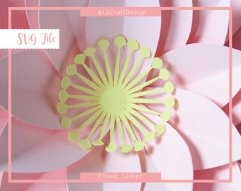 SVG Flower Center Template, Flower Center Shell Template, Paper Flower Template, DIY Center Flower, Cricut/Silhouette Ready