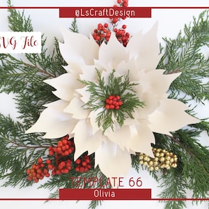 SVG Paper flower, Paper Poinsettia Flower, Christmas Decor, Christmas flower, Base Including, Cricut and Silhouette Ready