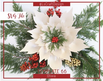 SVG Paper Poinsettia Flower Template, Christmas Decor (Digital Download)