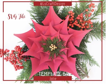 SVG Paper flower, Christmas Decor, Paper Poinsettia Flower, Christmas flower, Base Including, Cricut and Silhouette Ready