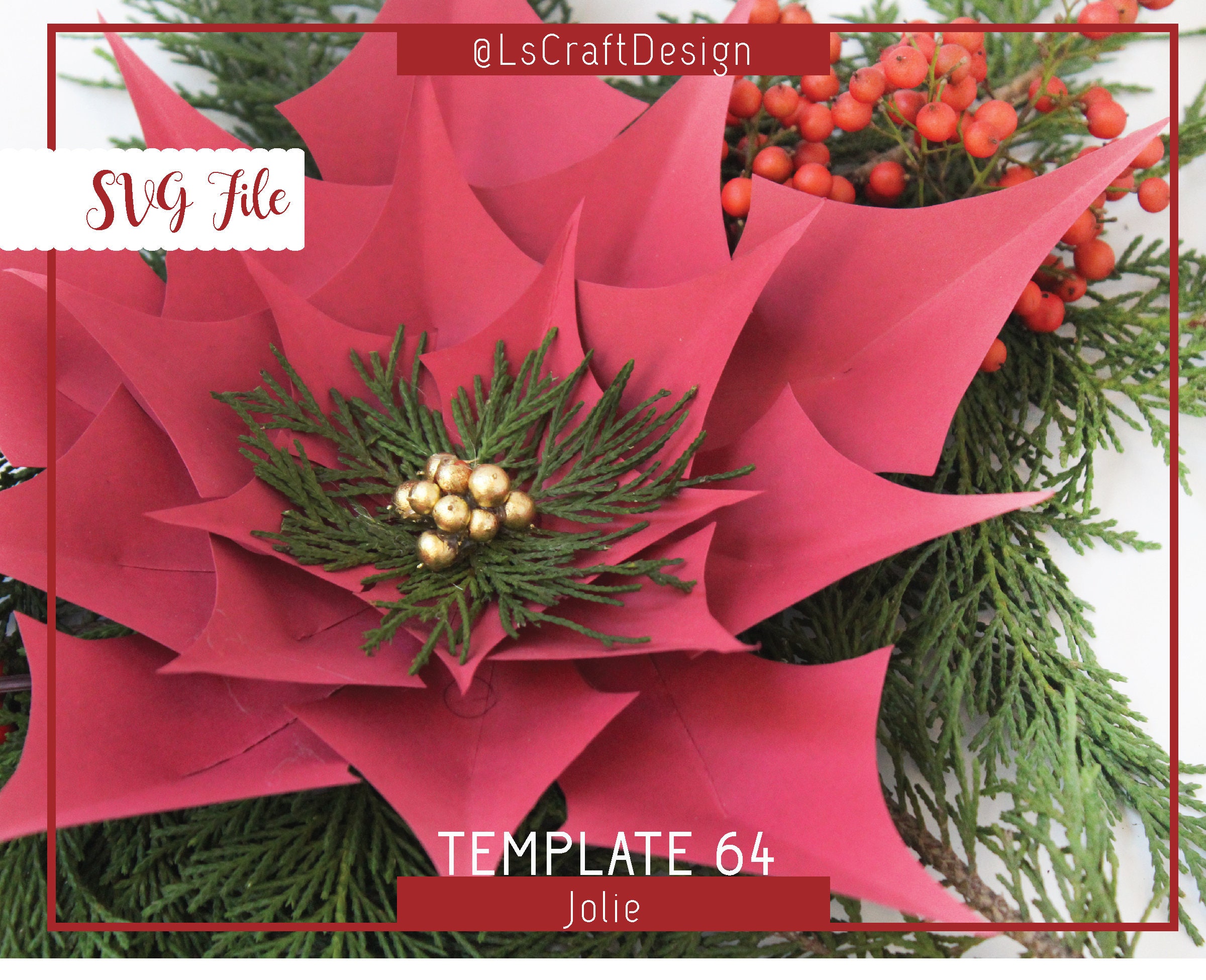 SVG Paper Flower Christmas Decor Paper Poinsettia Flower Etsy