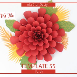 SVG Paper flower, Paper Flower Template, Giant Paper Flower Templates, Cricut and Silhouette Ready, Base Including