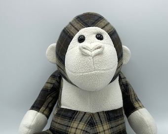 Memory Bear Keepsake Animal Monkey--- custom and handmade from baby onesies, pajamas, loved one's clothing