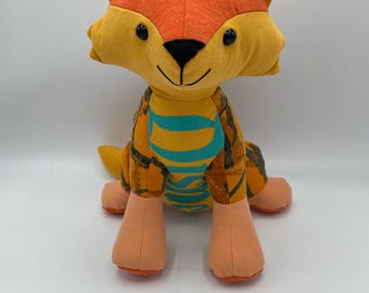 Oso de memoria, recuerdo de animal zorro: personalizado y hecho a mano con monos de bebé, pijamas y ropa de un ser querido.