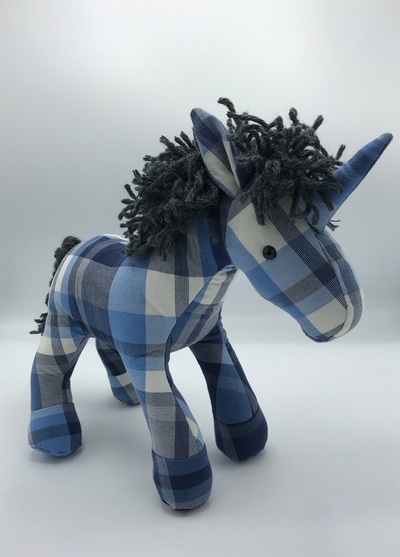 Memory Bear Keepsake Animal Unicorn custom and handmade from baby onesies, pajamas, loved one's clothing image 2