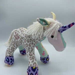 Memory Bear Keepsake Animal Unicorn custom and handmade from baby onesies, pajamas, loved one's clothing image 7