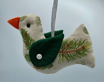 Custom Heirloom Heart, Bird, Circle and Stocking fabric ornaments