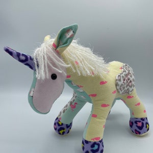 Memory Bear Keepsake Animal Unicorn custom and handmade from baby onesies, pajamas, loved one's clothing image 8