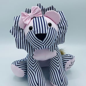 Memory Bear Keepsake Animal- Lion-- custom and handmade from baby onesies, pajamas, loved one&#39;s clothing