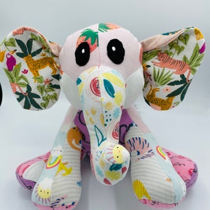 Memory Bear Keepsake Animal Elephant--- custom and handmade from baby onesies, pajamas, loved one's clothing