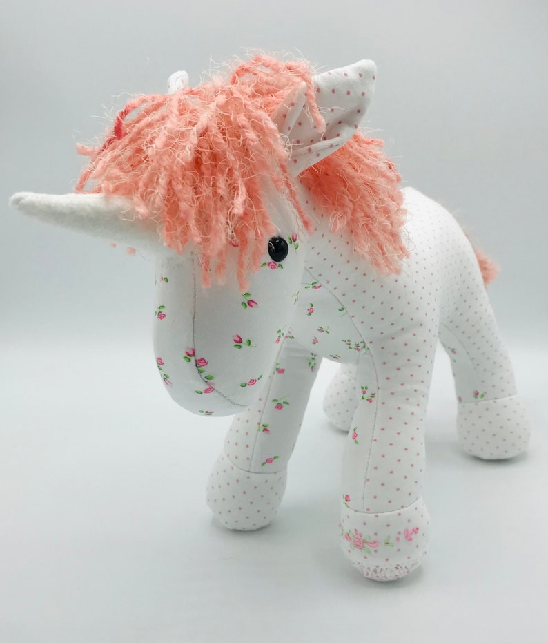 Memory Bear Keepsake Animal Unicorn custom and handmade from baby onesies, pajamas, loved one's clothing image 1