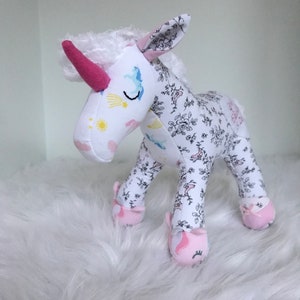 Memory Bear Keepsake Animal Unicorn custom and handmade from baby onesies, pajamas, loved one's clothing image 5
